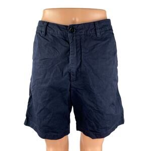 Arket Women's Blue High Waisted Straight Leg Bermuda Chino Khaki Shorts Size M